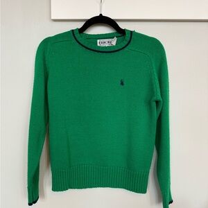 Green and navy sweater